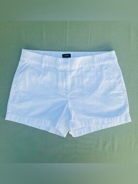 J.Crew Woman’s White 100% Cotton Mid Rise Summer Beach Preppy Shorts Size 6